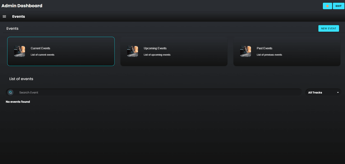 Old FON events list with flat cards and no filters