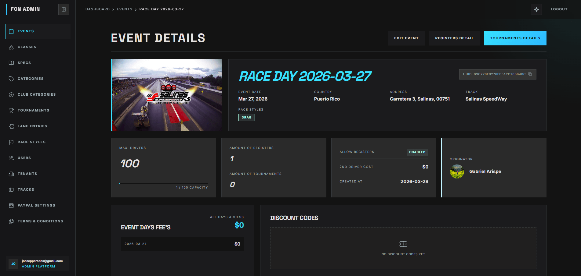 Fast Or Nothing Admin Platform